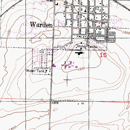 Topographic Map of Warden High School, WA