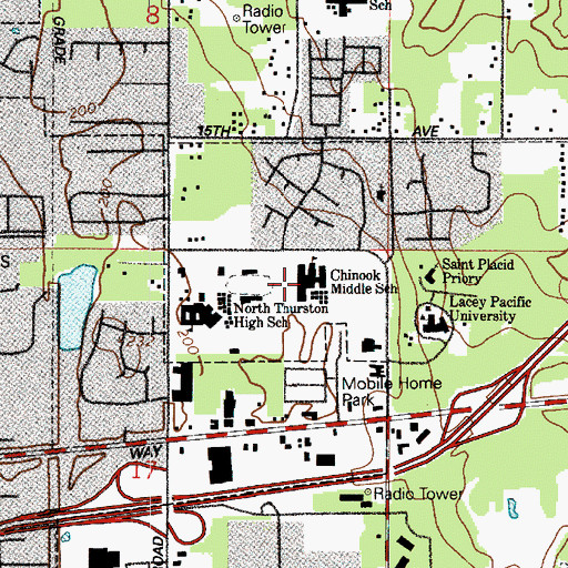 Topographic Map of Chinook Middle School, WA