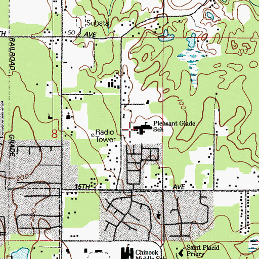 Topographic Map of Pleasant Glade Elementary School, WA