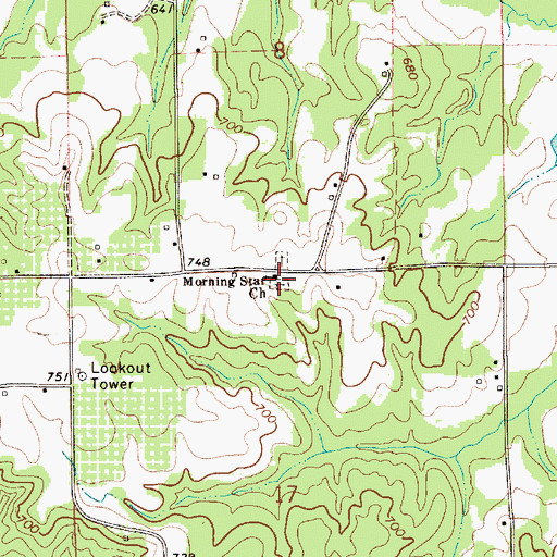 Topographic Map of Morning Star Cemetery, AL