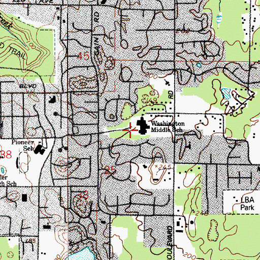 Topographic Map of Washington Middle School, WA
