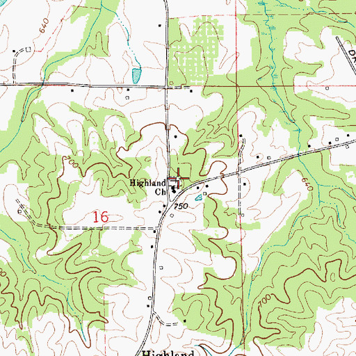 Topographic Map of Highland Cemetery, AL
