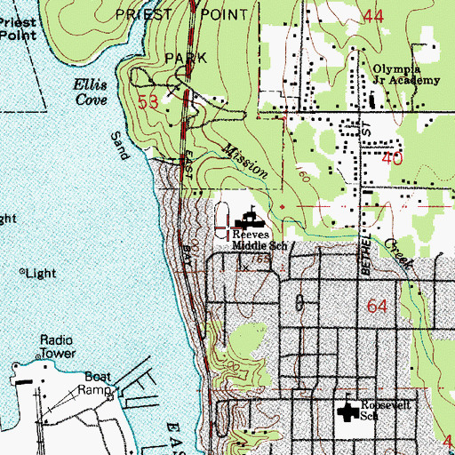 Topographic Map of Reeves Middle School, WA