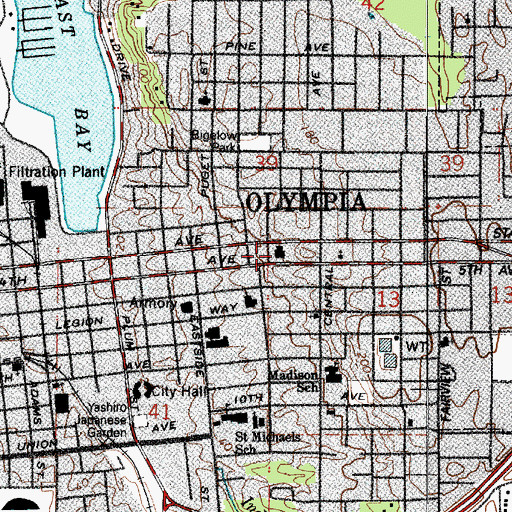 Topographic Map of Thurston County Off Campus School, WA
