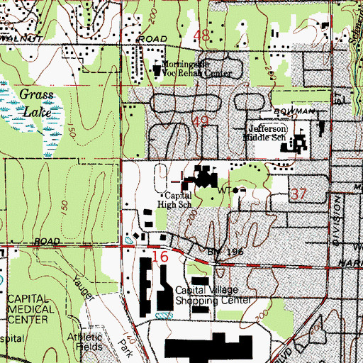 Topographic Map of Capital High School, WA