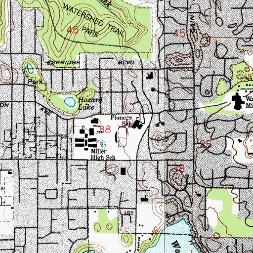 Topographic Map of Pioneer Elementary School, WA