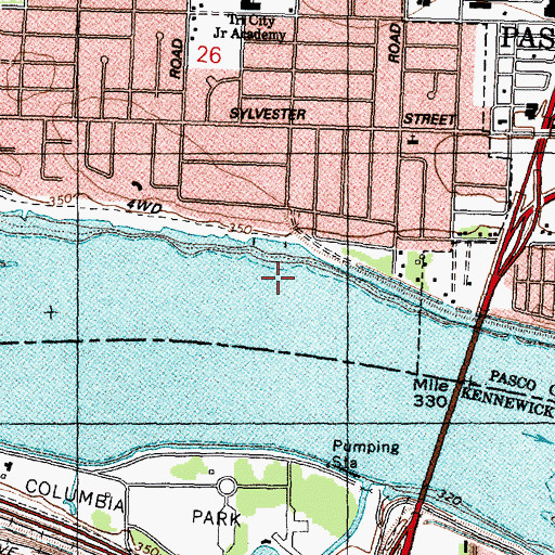 Topographic Map of Mark Twain Elementary School, WA