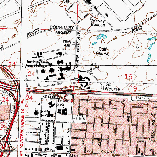 Topographic Map of New Horizon High School, WA