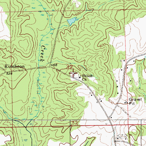 Topographic Map of Shiloh Cemetery, AL
