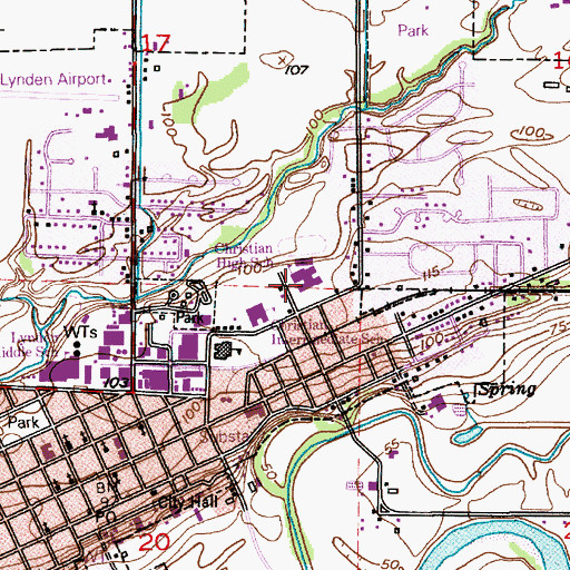 Topographic Map of Lynden Christian High School, WA