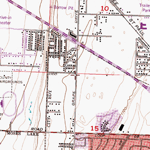 Topographic Map of Moses Lake Christian School, WA