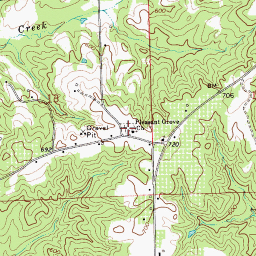 Topographic Map of Pleasant Grove Cemetery, AL