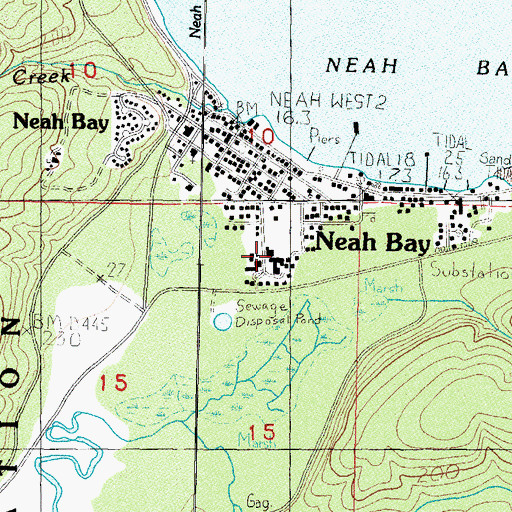 Topographic Map of Neah Bay Elementary School, WA