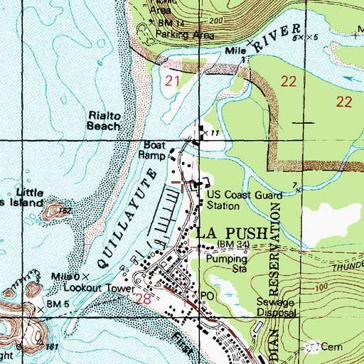 Topographic Map of Quileute Tribal School, WA