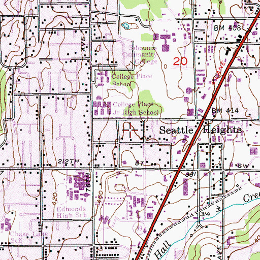 Topographic Map of Stein School, WA