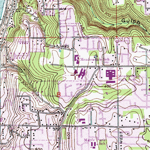 Topographic Map of Meadowdale Middle School, WA