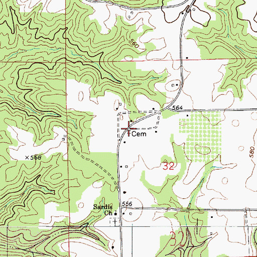Topographic Map of Donavan Cemetery, AL