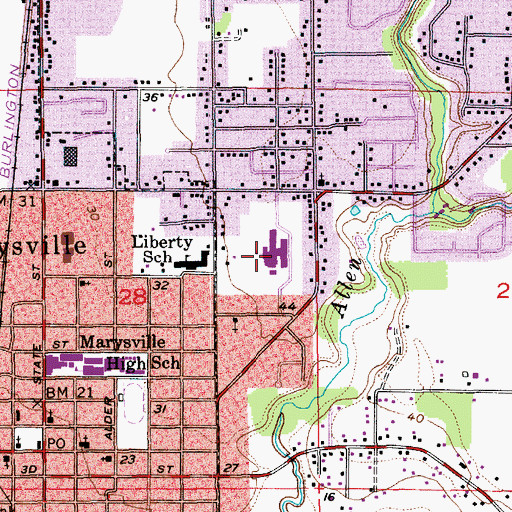 Topographic Map of Marysville Middle School, WA
