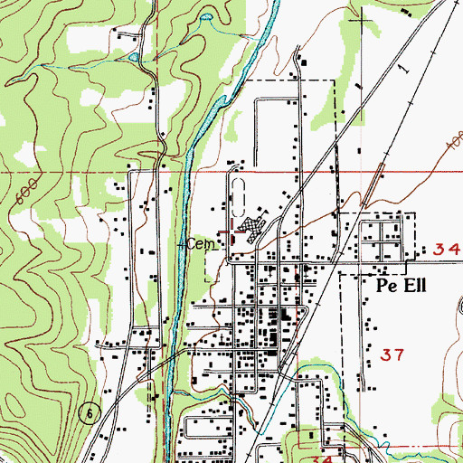 Topographic Map of Pe Ell School, WA