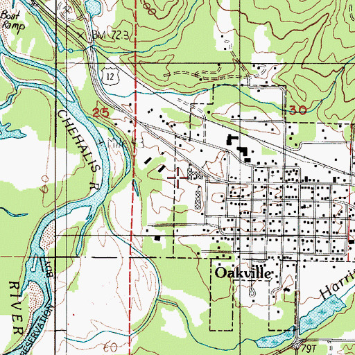 Topographic Map of Oakville Middle - High School, WA