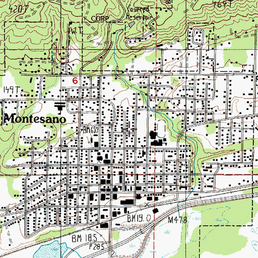 Topographic Map of Montesano Junior - Senior High School, WA