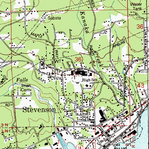 Topographic Map of Stevenson High School, WA