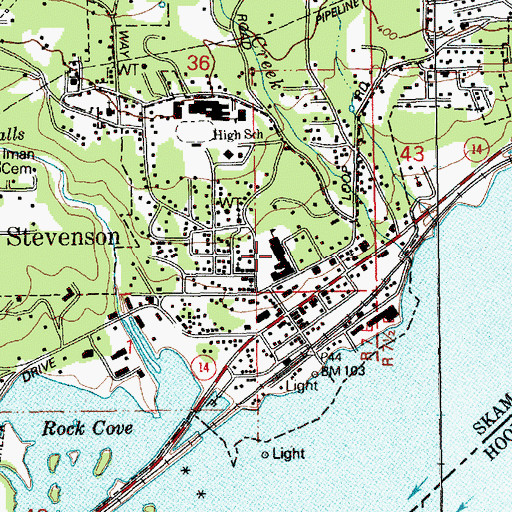 Topographic Map of Stevenson Elementary School, WA