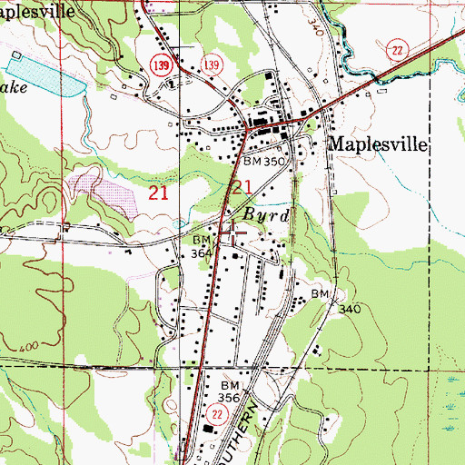 Topographic Map of Maplesville Cemetery, AL