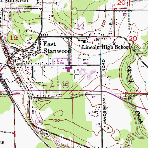 Topographic Map of Stanwood High School, WA