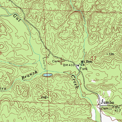 Topographic Map of Mount Zion Cemetery, AL