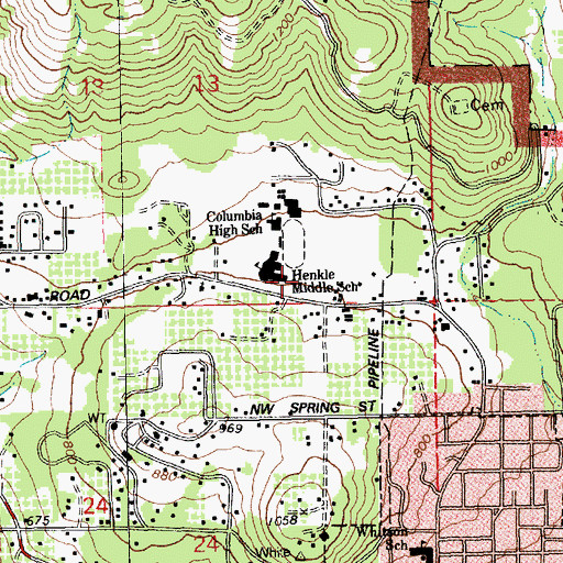 Topographic Map of White Salmon Elementary School, WA
