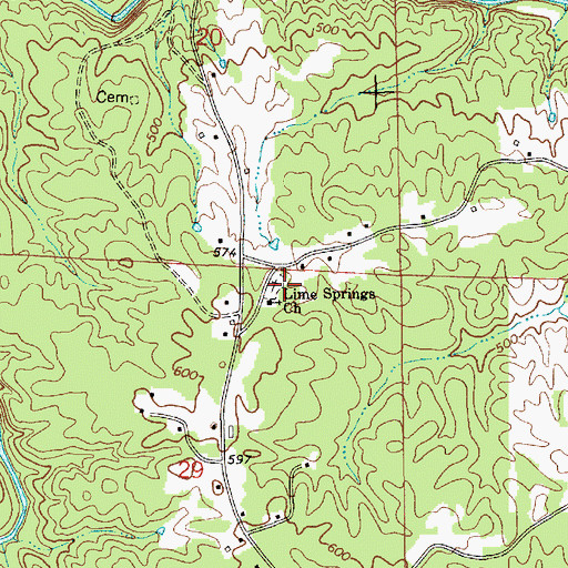 Topographic Map of Lime Springs Cemetery, AL