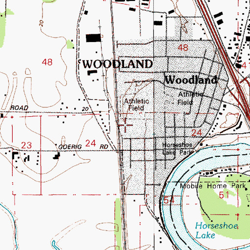 Topographic Map of Woodland Primary School, WA