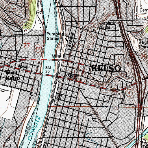 Topographic Map of Kelso Christian Academy, WA