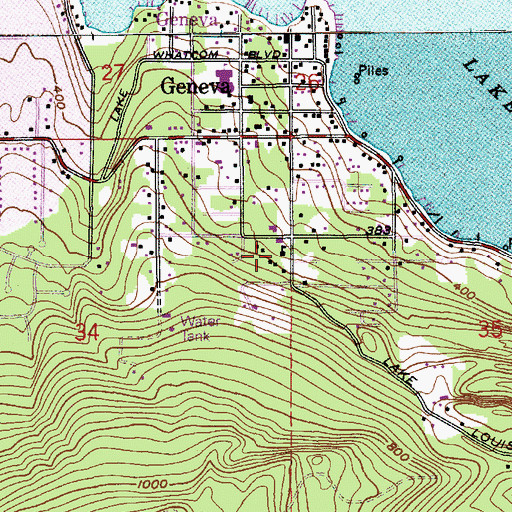 Topographic Map of Whatcom Hills Waldorf School, WA