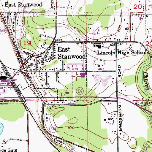 Topographic Map of Church Creek Elementary School, WA