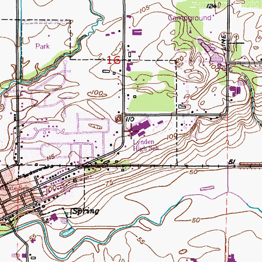 Topographic Map of Lynden High School, WA