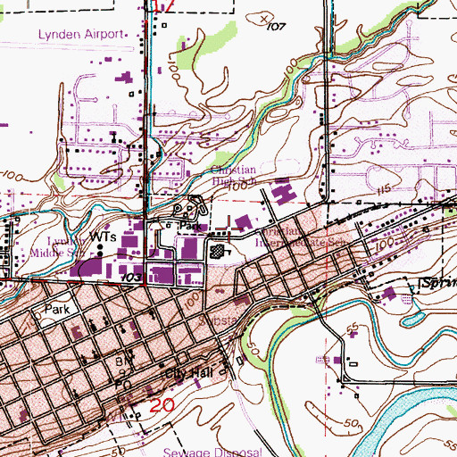 Topographic Map of Lynden Christian Elementary School, WA
