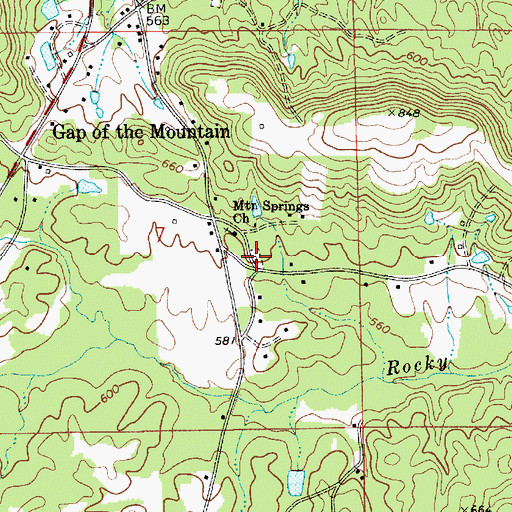 Topographic Map of Mountain Springs Cemetery, AL