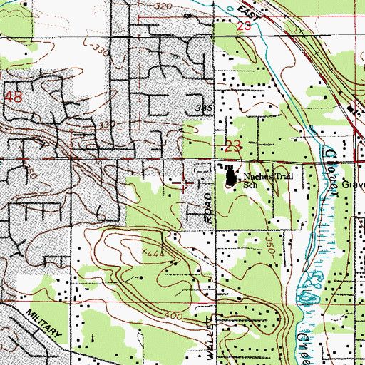 Topographic Map of Naches Trail Elementary School, WA