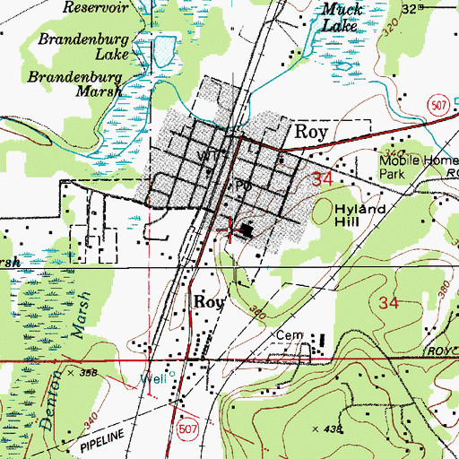 Topographic Map of Roy Elementary School, WA