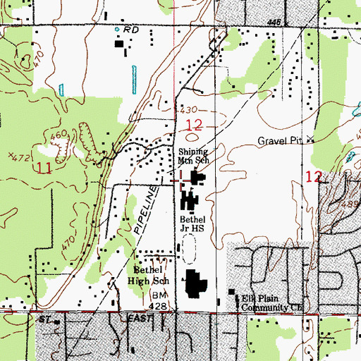 Topographic Map of Shining Mountain Elementary School, WA
