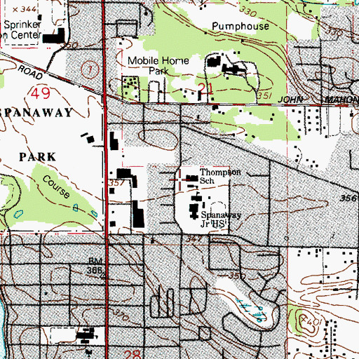 Topographic Map of Spanaway Middle School, WA