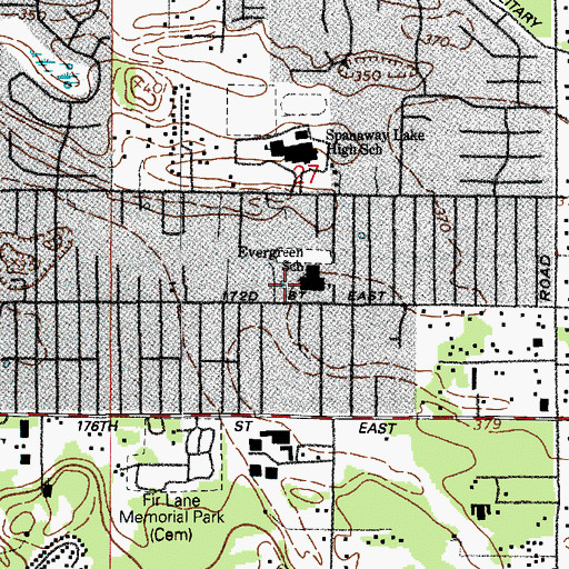 Topographic Map of Evergreen Elementary School, WA