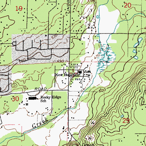 Topographic Map of New Hope Christian School, WA