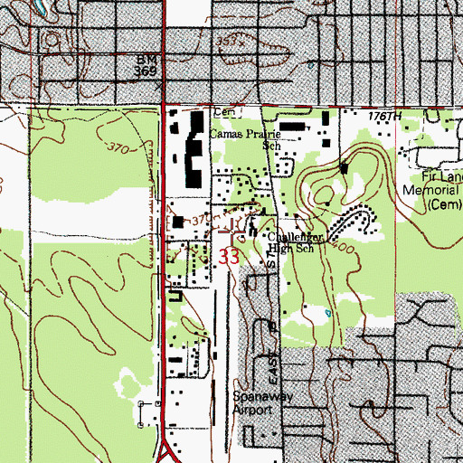 Topographic Map of Challenger High School, WA