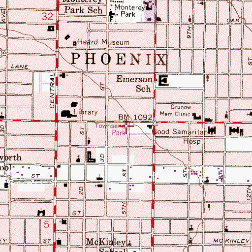 Topographic Map of Townsend Park, AZ