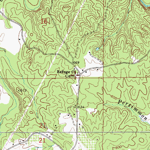 Topographic Map of Refuge Cemetery, AL
