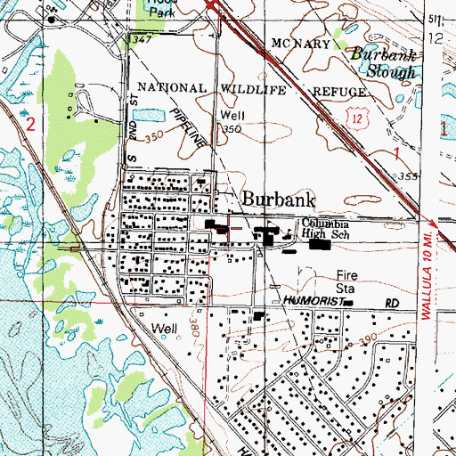 Topographic Map of Columbia Elementary School, WA