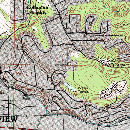 Topographic Map of Columbia Heights Elementary School, WA